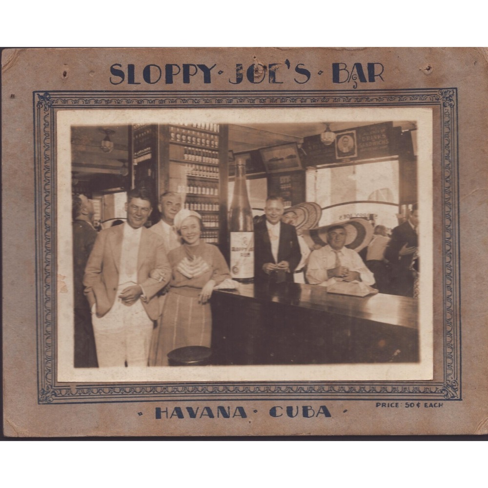 Vtg Sloppy Joe's Bar Havana Cuba Souvenir Photograph Card Mount Interior View - Picture 1 of 2